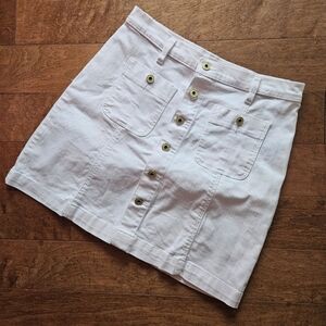 Tommy Hilfiget White Button-Front Mini Skirt